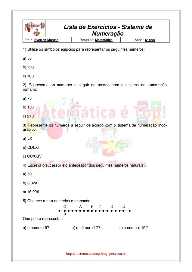 Lista De Exercicios Sistema De Numeracao