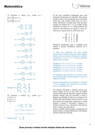 EXERCÍCIOS - FATORIAL DE UM NÚMERO NATURAL E MATRIZES. | PDF