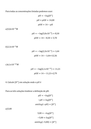 Lista 2   Equilíbrio Ácido-Base
