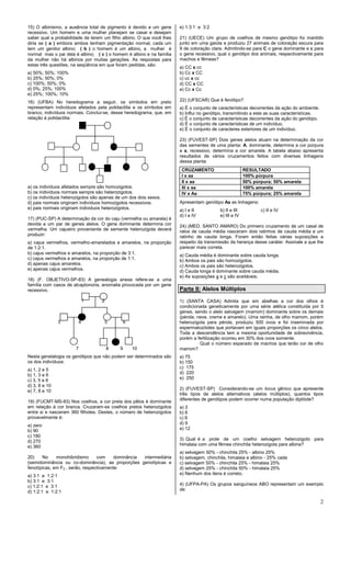 Lista 2 exercicios_genetica_ com resposta | PDF