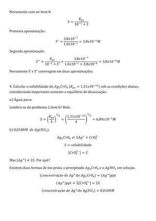 Lista 3   solubilidade e kps