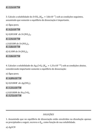Lista 3   solubilidade e kps