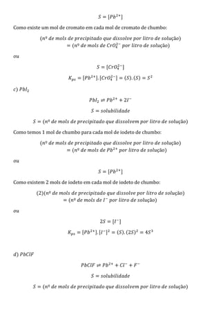 Lista 3   solubilidade e kps