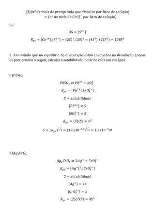 Lista 3   solubilidade e kps