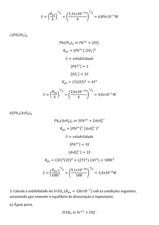 Lista 3   solubilidade e kps