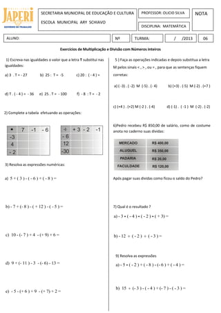 Matemática – Multiplicação e Divisão – Conexão Escola SME