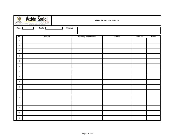 formato lista de asistencia