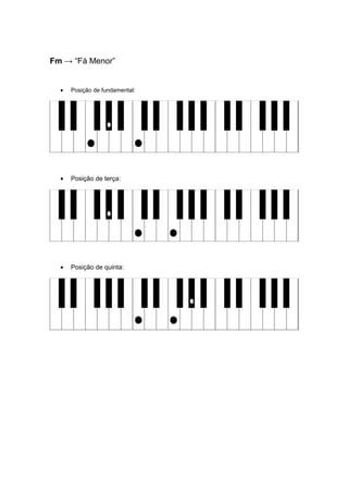 Fm → “Fá Menor”
• Posição de fundamental:
• Posição de terça:
• Posição de quinta:
 