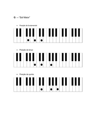 G → “Sol Maior”
• Posição de fundamental:
• Posição de terça:
• Posição de quinta:
 