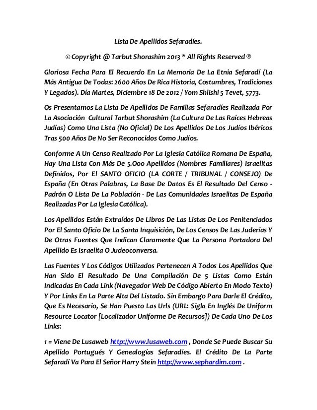 lista de apellidos sefaradim