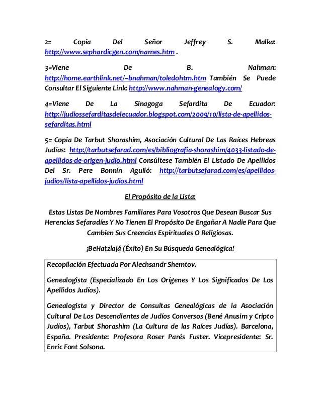 lista de apellidos sefaradim