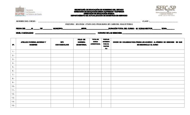 formato lista de asistencia