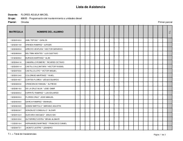 lista de asistencia grupo 6206 formato lista de asistencia laboral