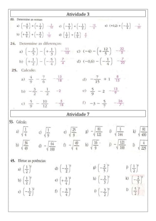 Lista de atividades 6ª serie