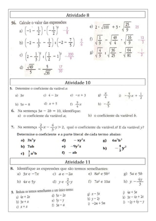 Lista de atividades 6ª serie
