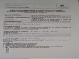 Lista de chequeo de la exposicion