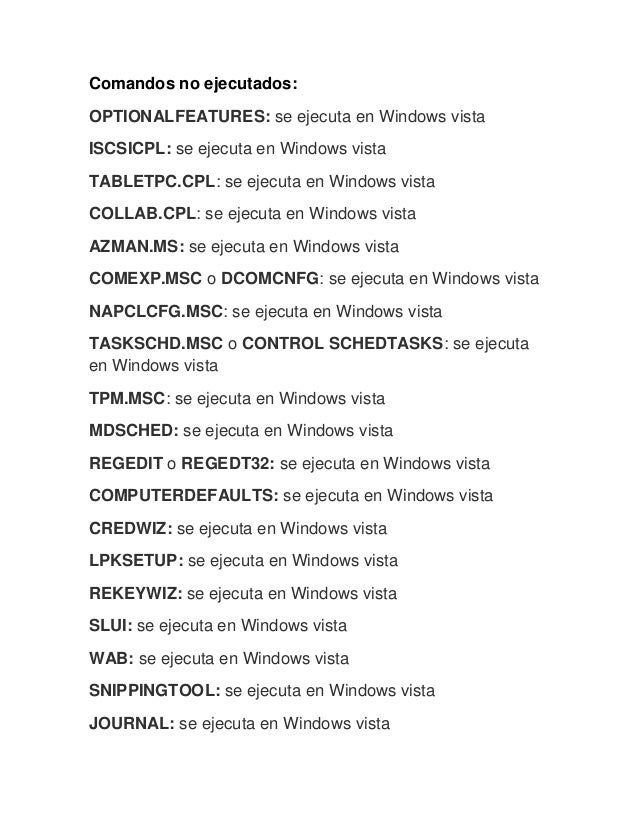 Ejecutar Windows Vista Comando