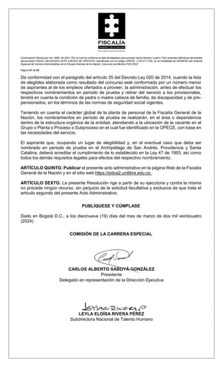 LISTA DE ELEGIBLES DEL CONCURSO DE LA FISCALIA GENERAL DE LA NACIÓN | PDF