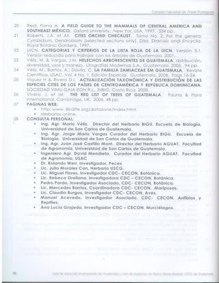 Consejo Nacional de Áreas Protegidas




Listado de especies amenazadas de Guatemala y Listado de especies de flora y fauna silvestre CITES de Guatemala   90
 
