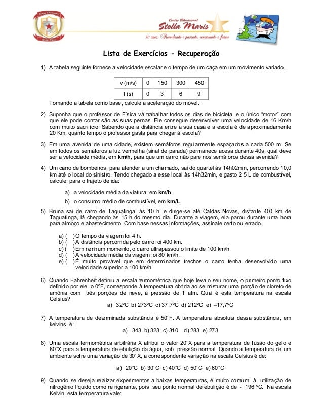 Lista De Exercicios 8 Ano 2 Sem