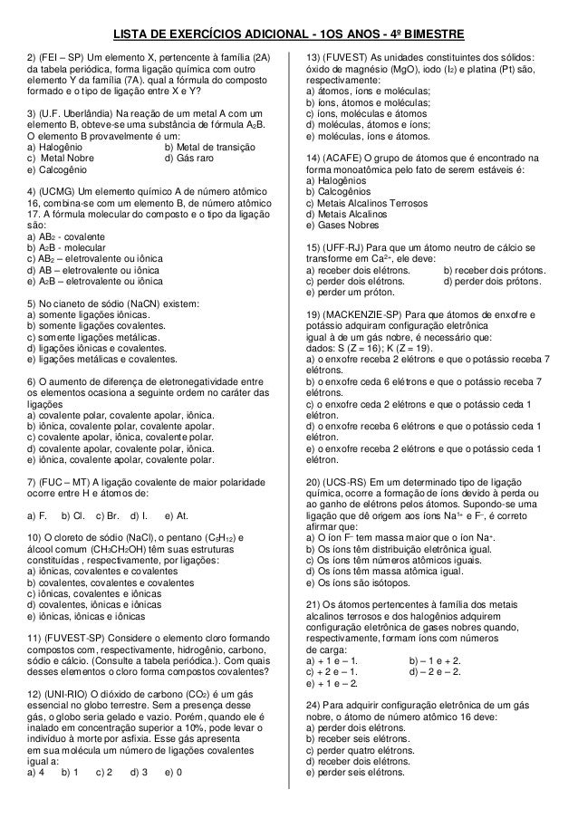 Lista De Exercicios Adicional 1 Os Anos