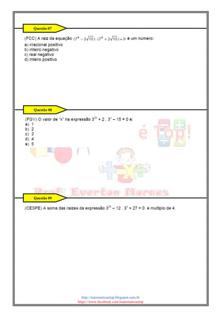 http://matematicaetop.blogspot.com.br
https://www.facebook.com/matematicaetop
Questão 07
Questão 08
Questão 09
 