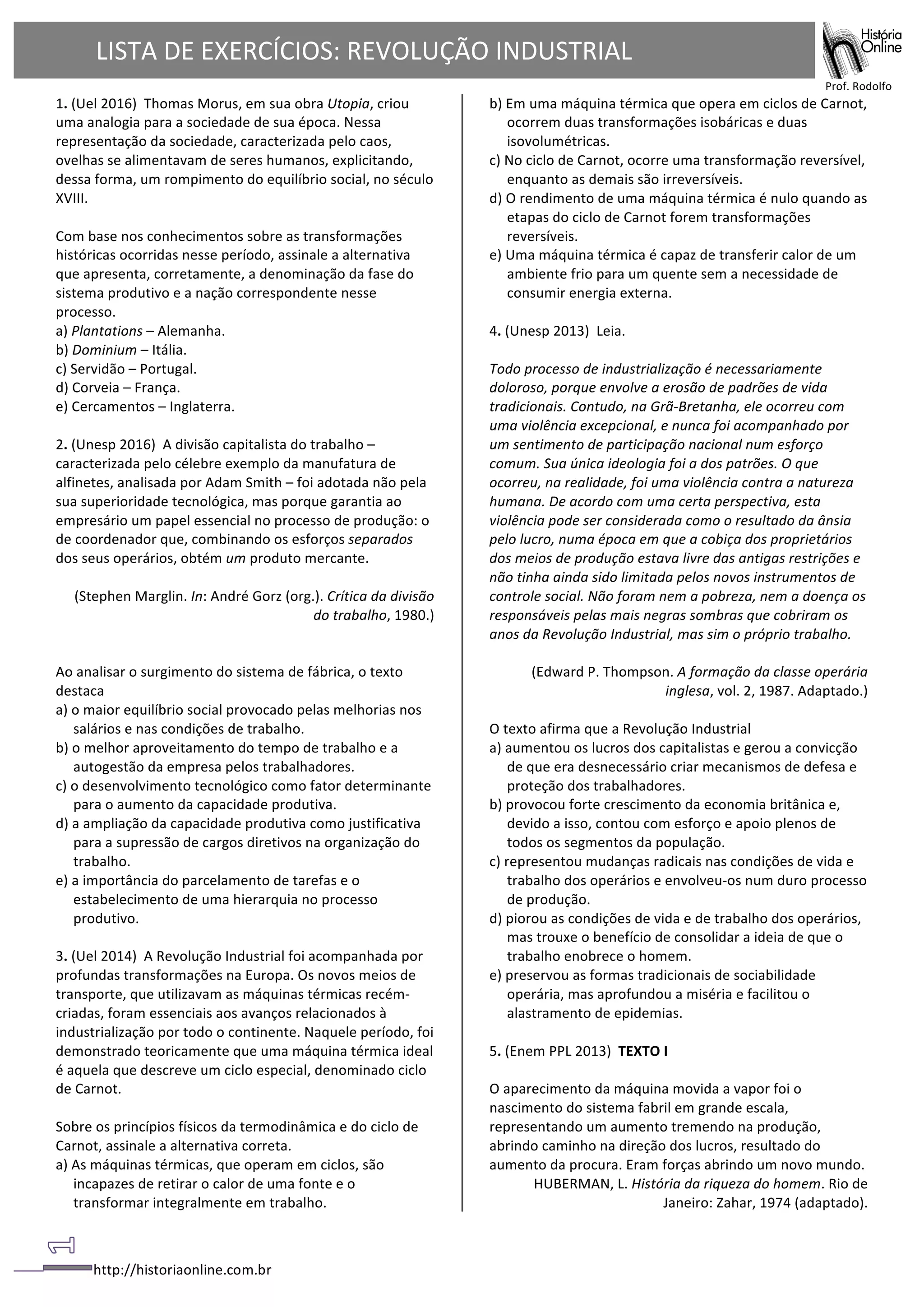 lista de exercícios sobre Revolução Industrial.pdf