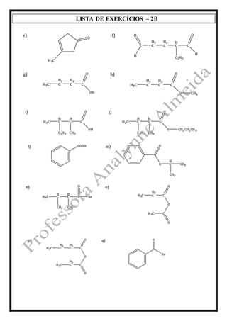 LISTA DE EXERCÍCIOS – 2B 
 