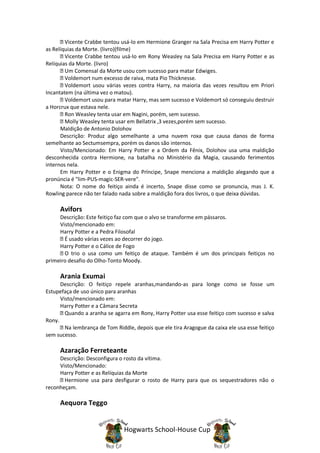 Lista de Feitiços em Harry Potter, PDF, Harry Potter