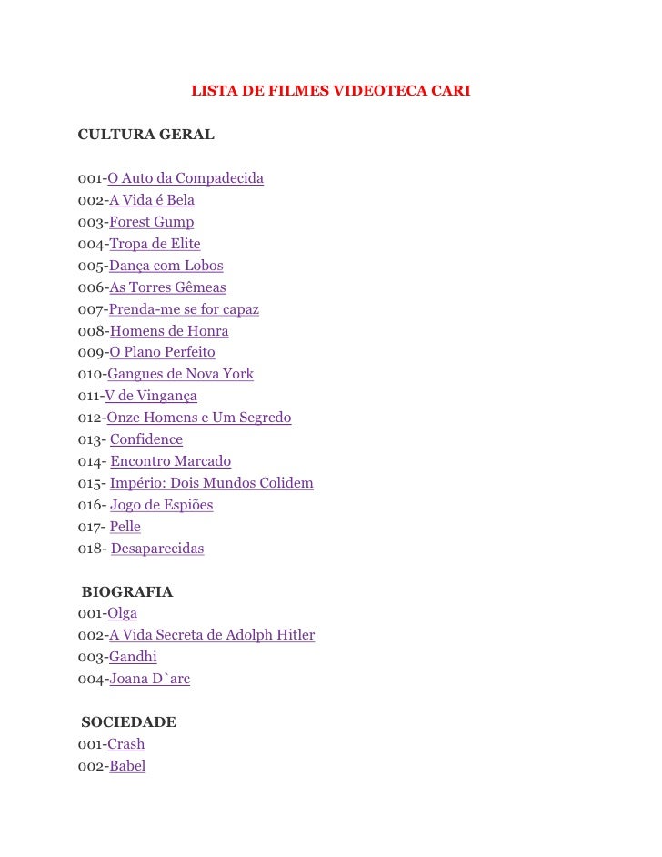 flista de filmes