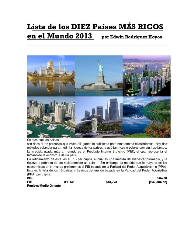 Lista de los diez países más ricos en el mundo 2013 por edwin rod…