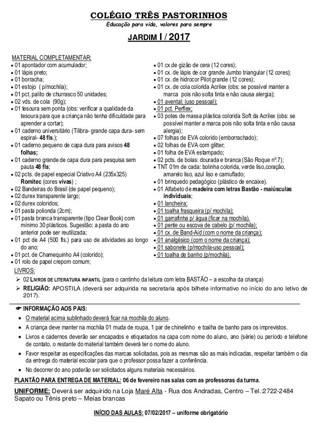 Lista De Material Escolar Para 1 Ano Do Ensino Fundamental Lista De Materiais Escolares Para 1 Ano Do Ensino Medio - Vários Materiais