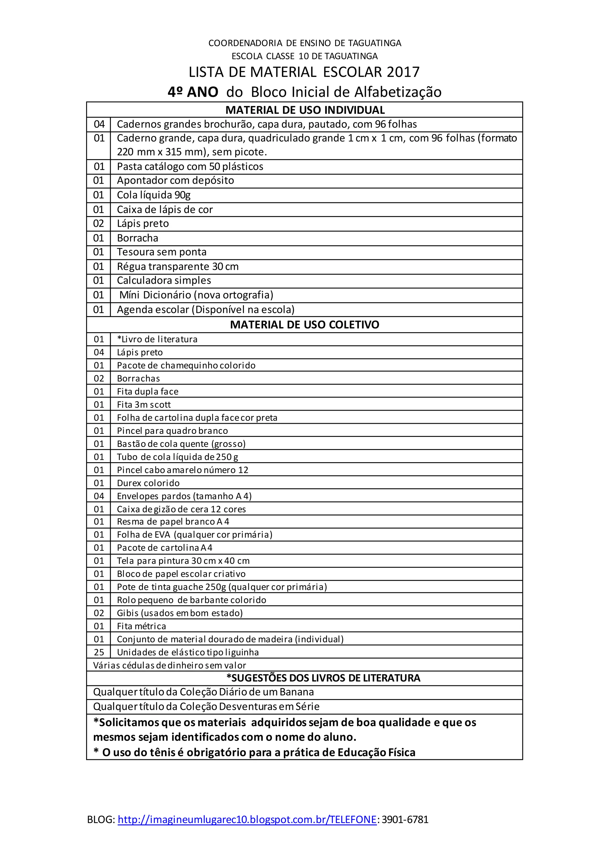 Lista De Material Escolar 5 Ano Escola Publica - BINKEDU