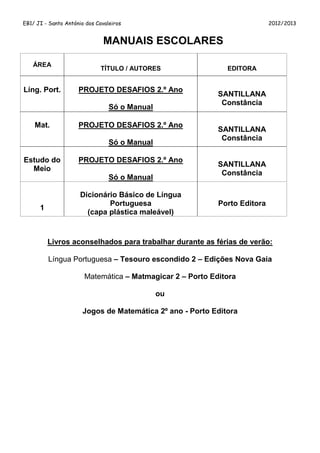Lista de material para o 2º ano | PDF