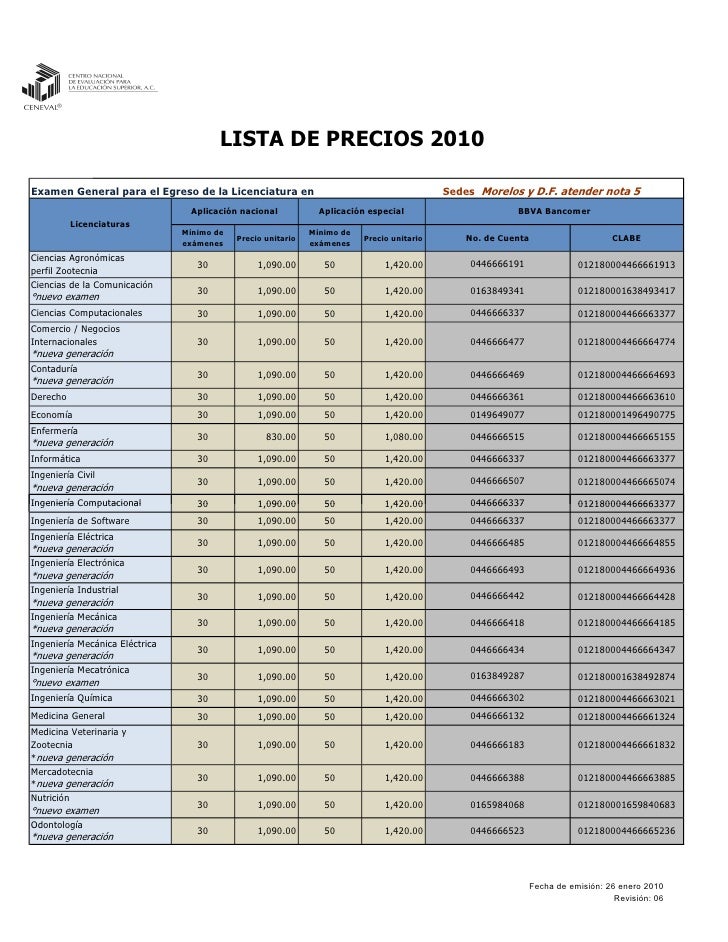 formato lista de precios