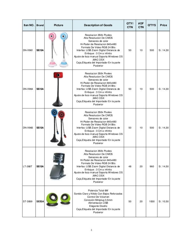 formato lista de precios