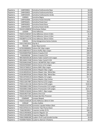 Lista de precios pdf