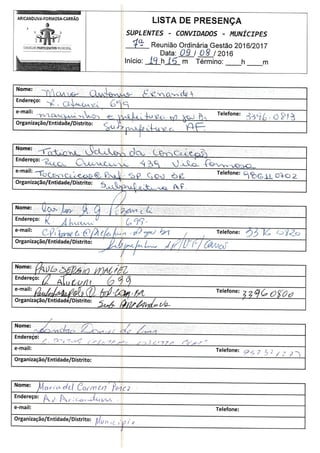 CPM/AFC - Lista de presença ago 2016