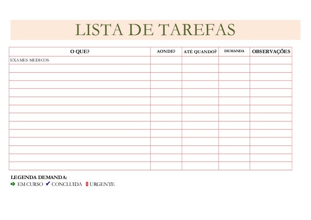 lista de tarefas do coachee tarefas