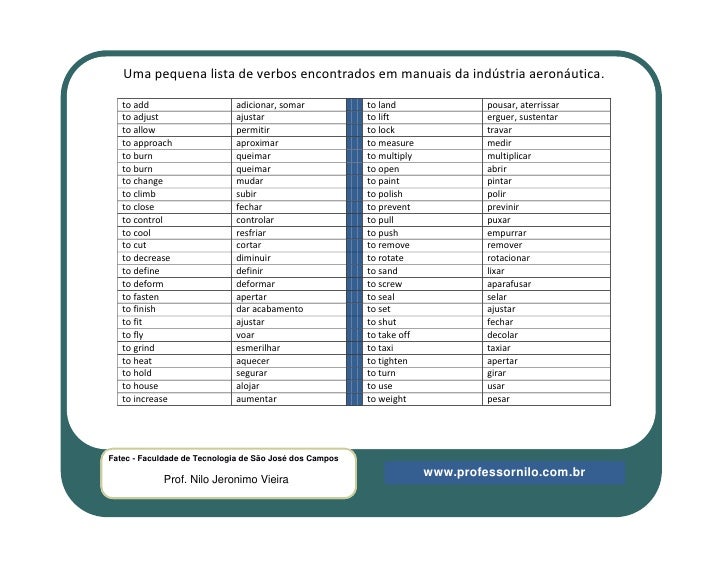 Lista De Verbos Tecnicos