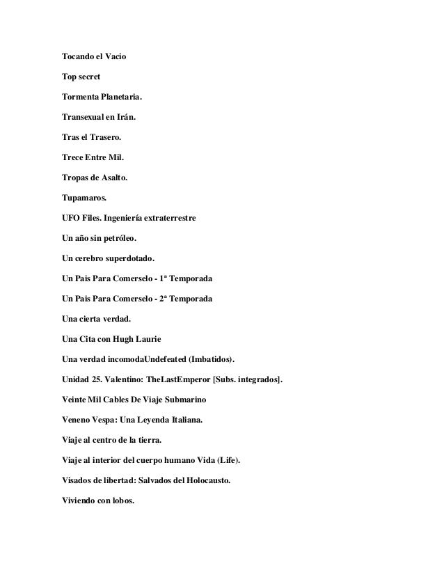 listado catalogo documentales 20 638
