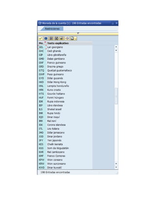 Listado Moneda de la Cuenta