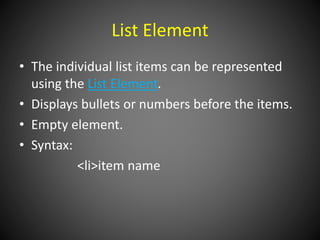 List and images in html | PPT