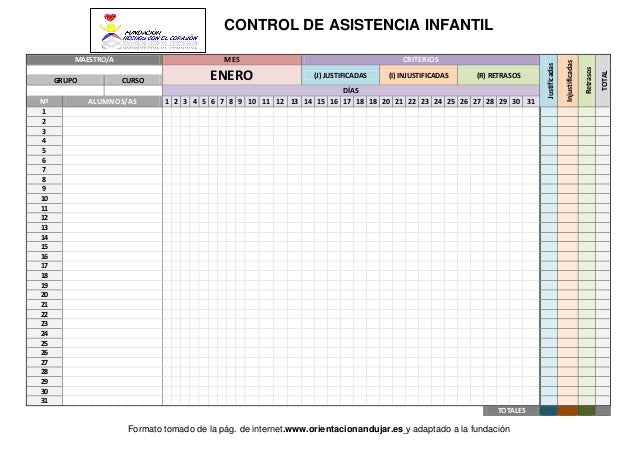 formatos para listas de asistencia