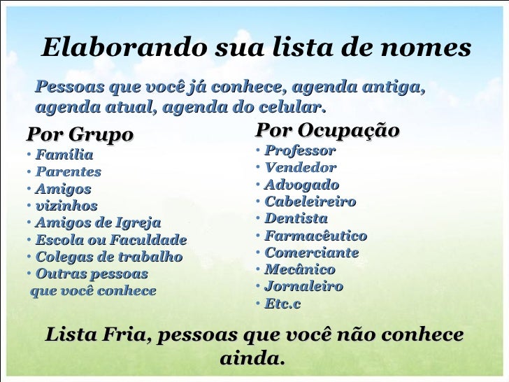 Lista Nome Contactar Lista Nome Contactar