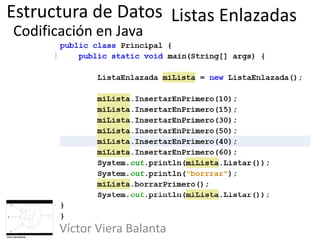 Estructura de Datos
Víctor Viera Balanta
Codificación en Java
Listas Enlazadas
 