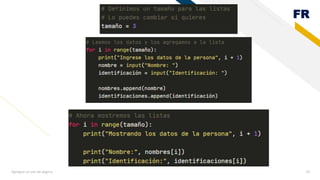 Listas en el lenguaje de programación Python | PPSX