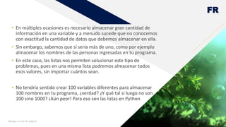 Listas en el lenguaje de programación Python | PPSX