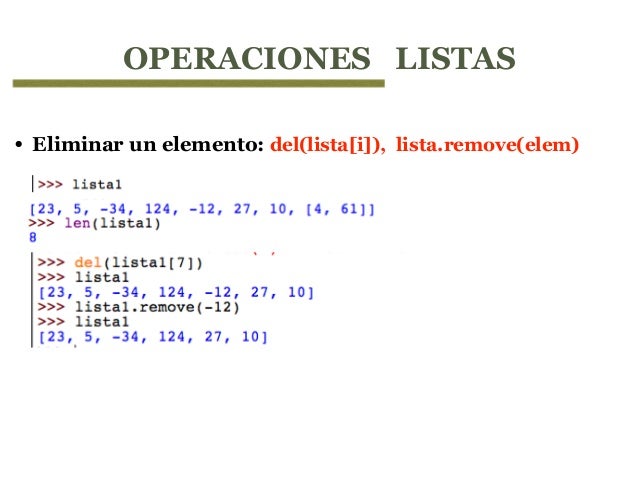 Como Eliminar Un Elemento De Una Lista Python