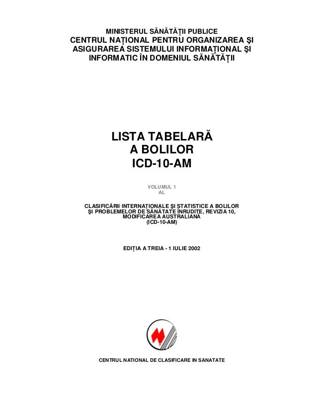 Lista Tabelarؤ A Bolilor Icd 10 Am Lista Tabelara A Bolilor Lista Tabelarؤƒ A Bolilor Icd 10 Am 2002